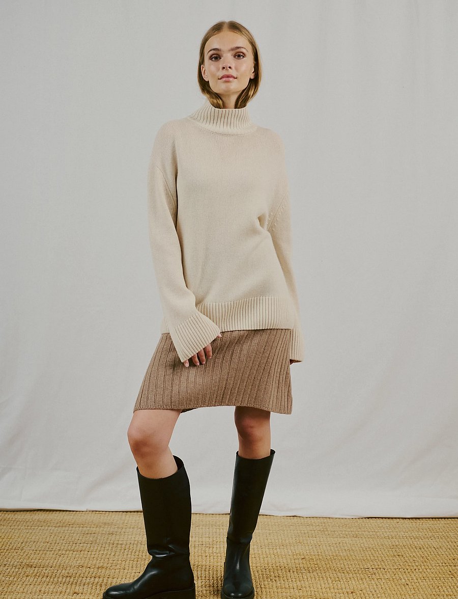 Bruun & Stengade - BS Emmeline Regular Fit Knitwear - rullekraver - ecru - 4