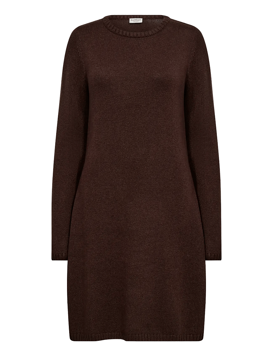 Bruun & Stengade - BS Iselin Regular Fit Dress - strickkleider - dark brown - 1