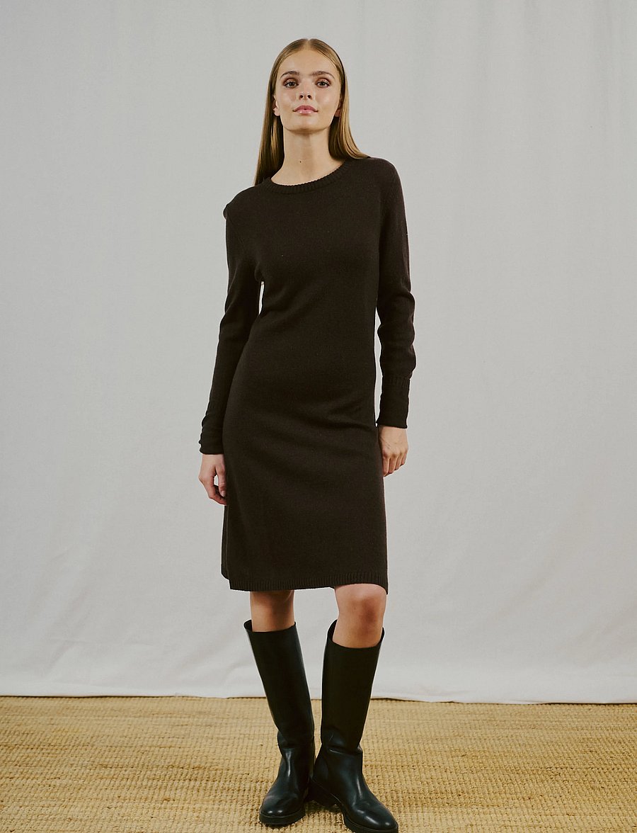 Bruun & Stengade - BS Iselin Regular Fit Dress - strickkleider - dark brown - 3