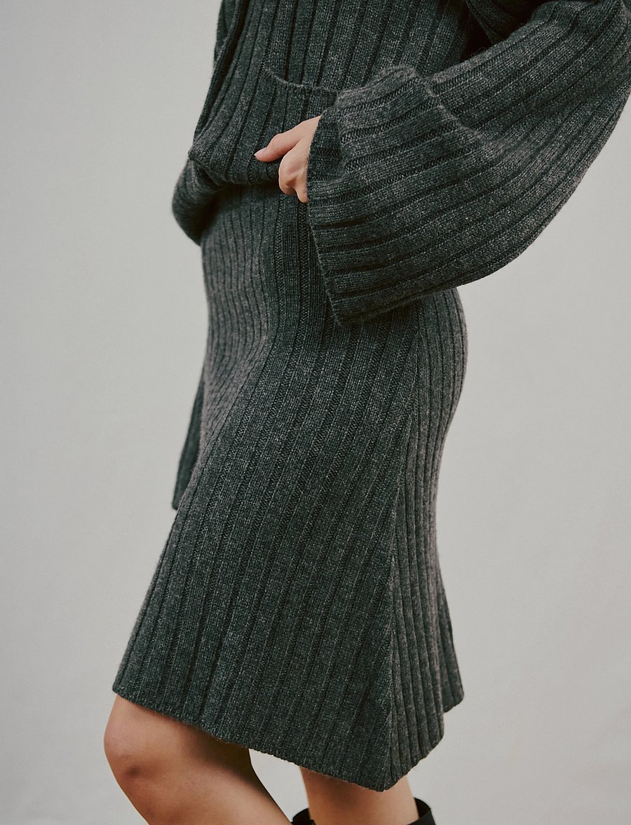 Bruun & Stengade - BS Katinka Regular Fit Skirt - strickröcke - dark grey - 0