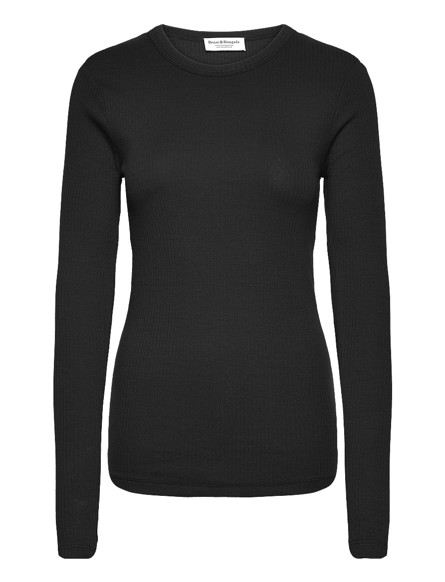 Bruun & Stengade - BS Margrethe Regular Fit Top - topy z długimi rękawami - black - 0