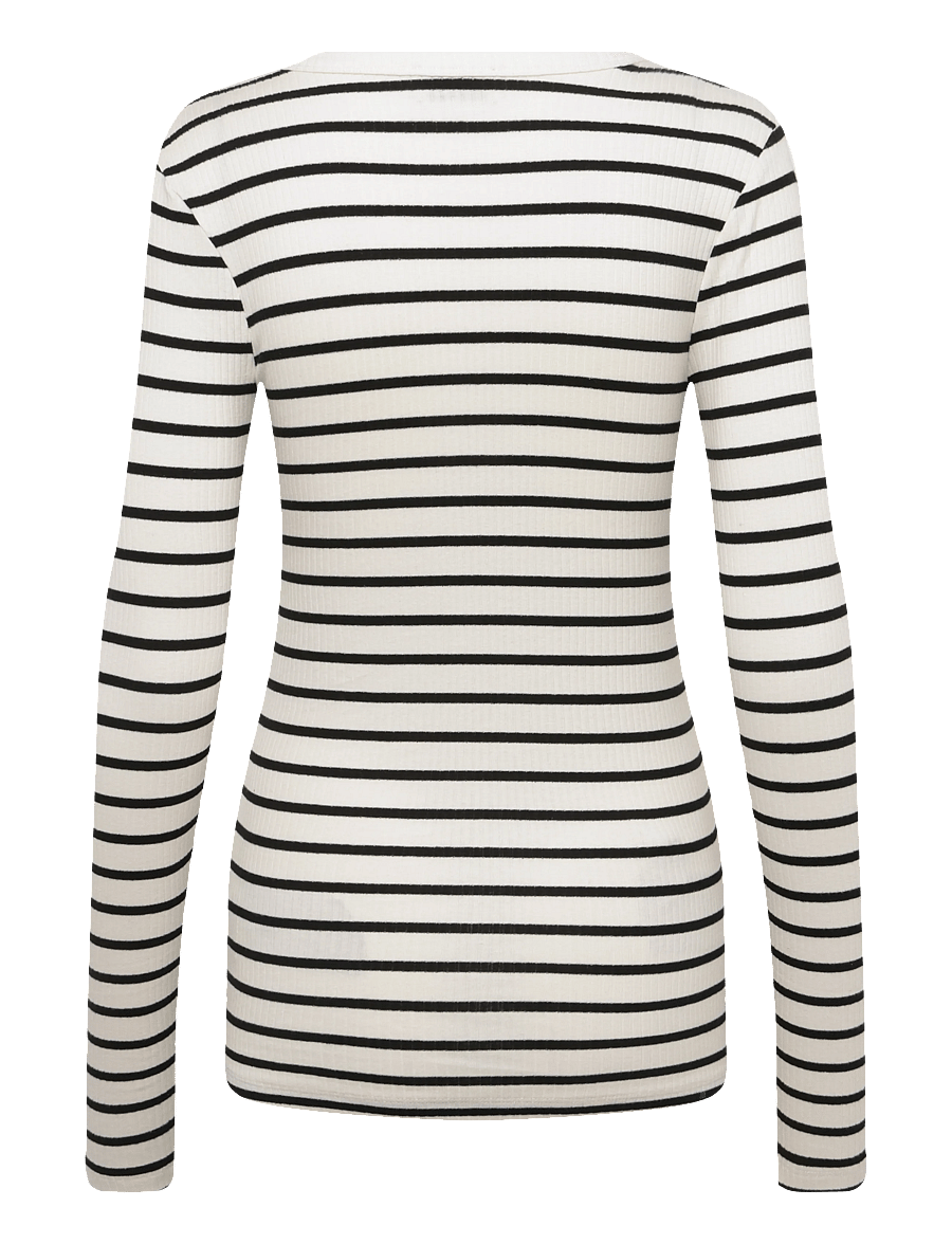 Bruun & Stengade - BS Margrethe Regular Fit Top - pikkade varrukatega topid - off white/black - 1