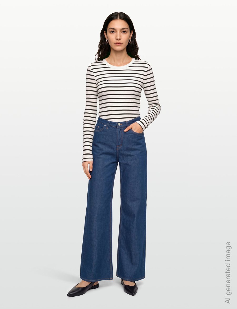 Bruun & Stengade - BS Margrethe Regular Fit Top - langärmlige tops - off white/black - 0