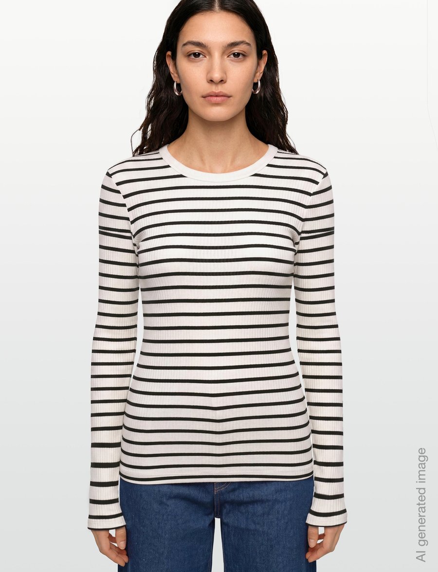 Bruun & Stengade - BS Margrethe Regular Fit Top - langärmlige tops - off white/black - 3