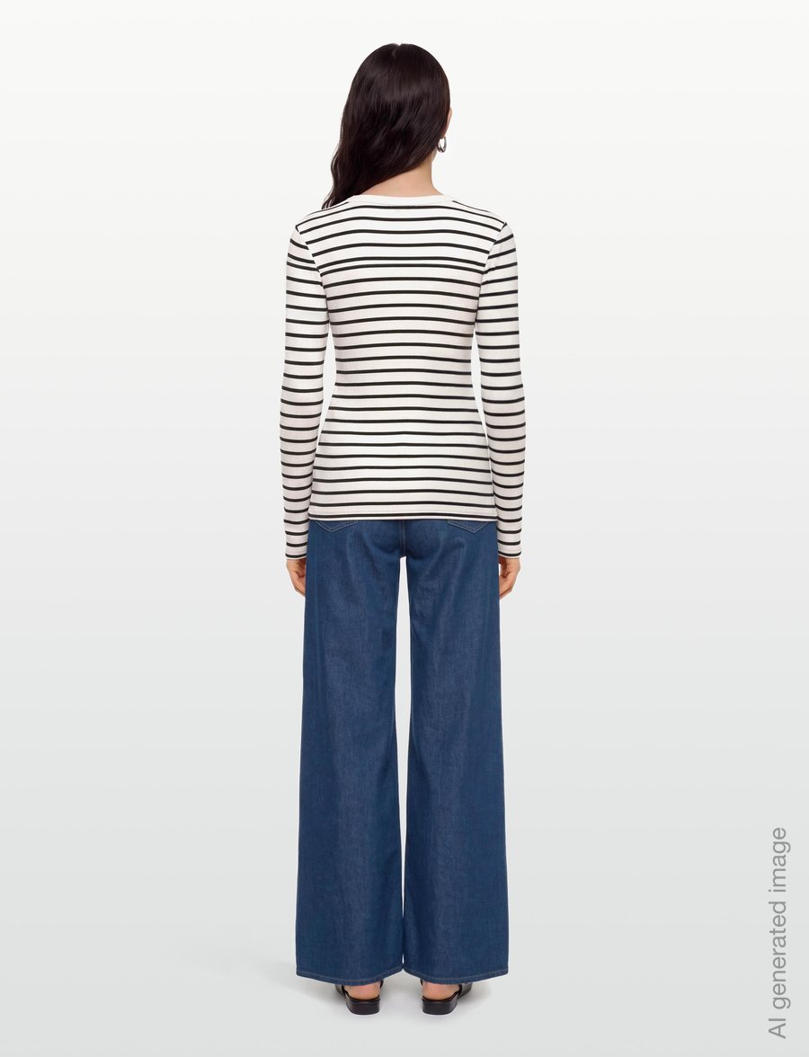 Bruun & Stengade - BS Margrethe Regular Fit Top - langärmlige tops - off white/black - 4