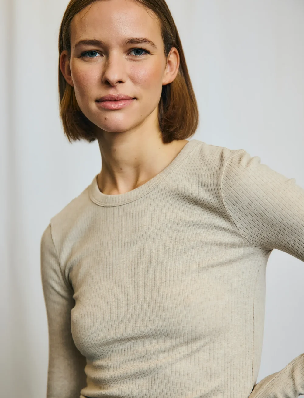 Bruun & Stengade - BS Margrethe Regular Fit Top - långärmade toppar - sand - 4