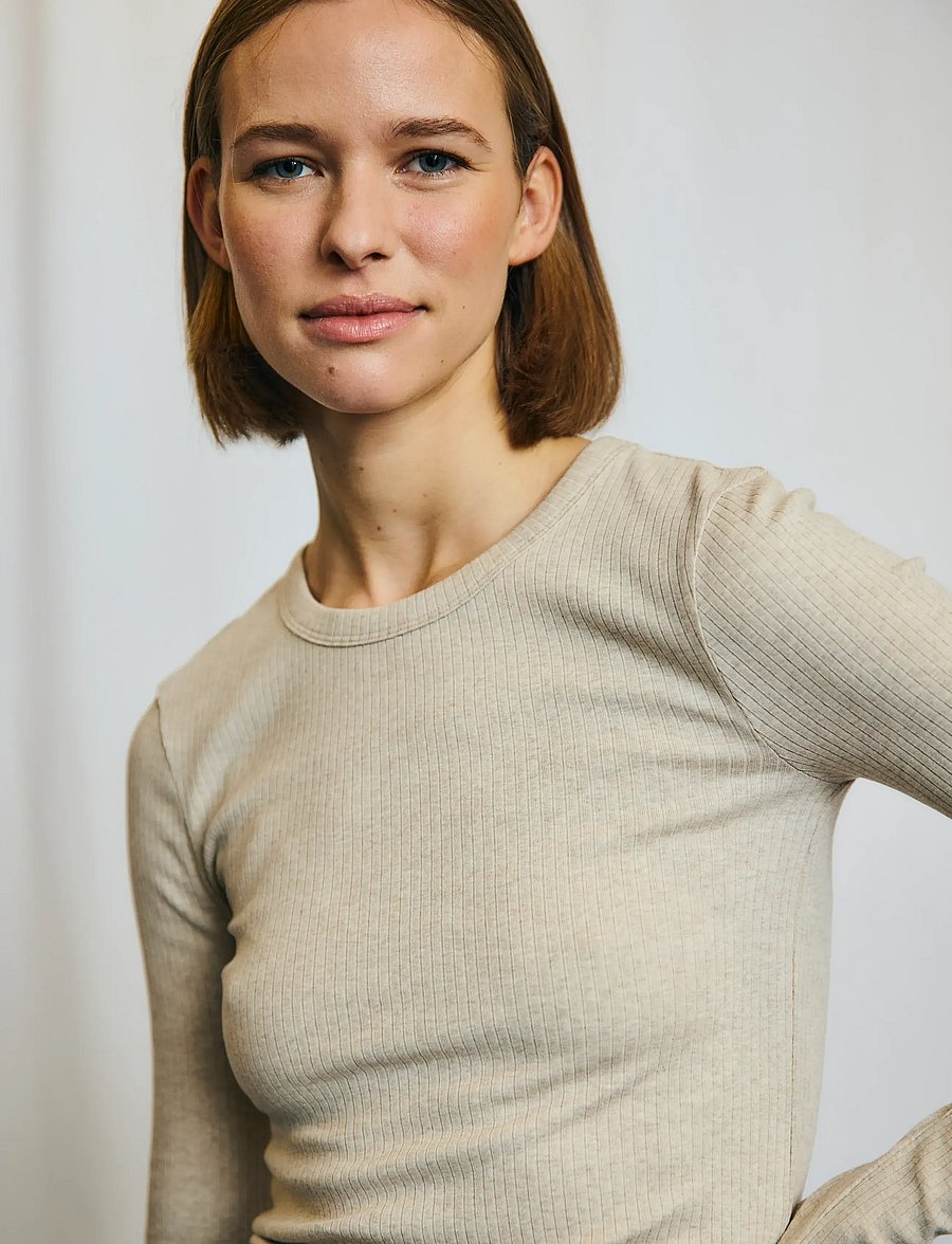 Bruun & Stengade - BS Margrethe Regular Fit Top - langærmede toppe - sand - 4
