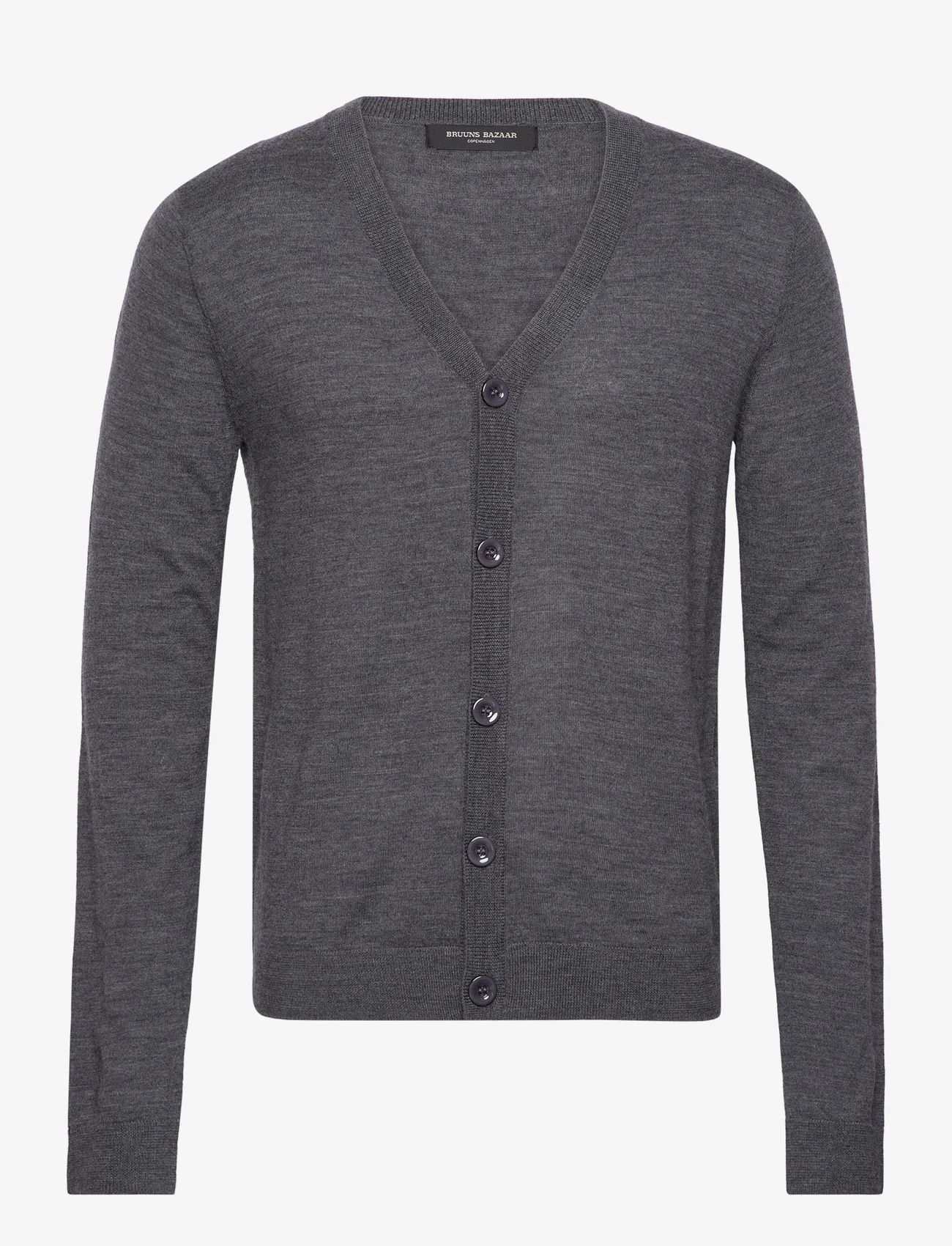 Bruuns Bazaar - CharlesBBCardigan - podstawowa odzież z dzianiny - mid grey mel - 0