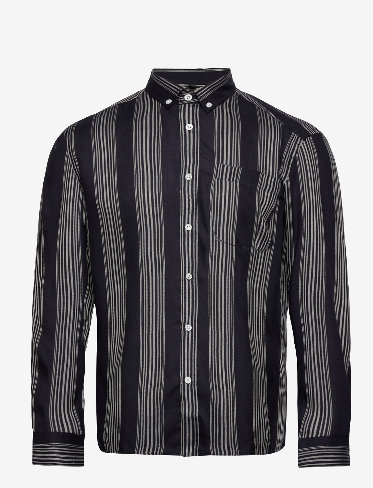 Bruuns Bazaar - Ralf 3 tencel shirt - navy - striped - 1
