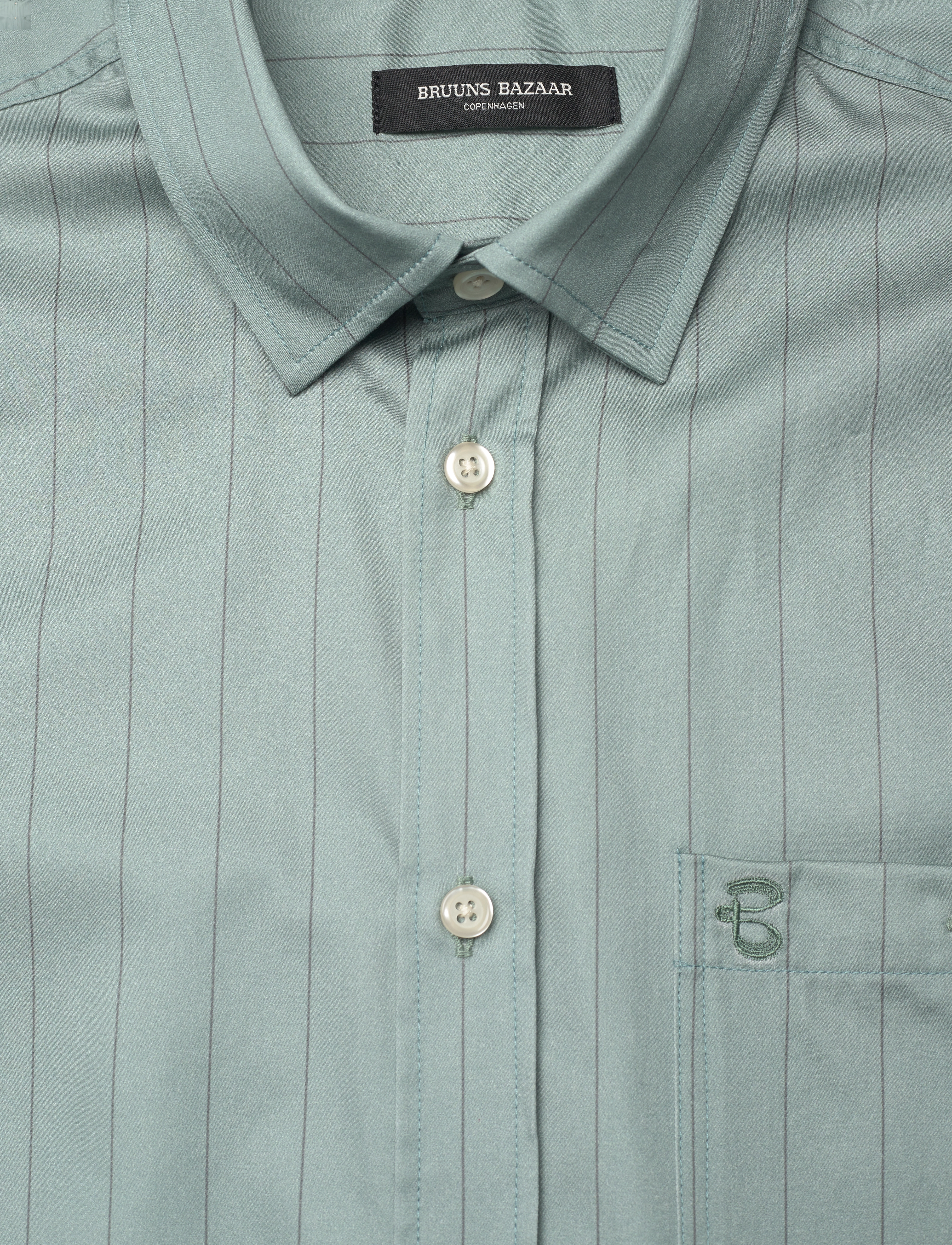 Bruuns Bazaar - Sky Lorenzo shirt - sage stripe - 2