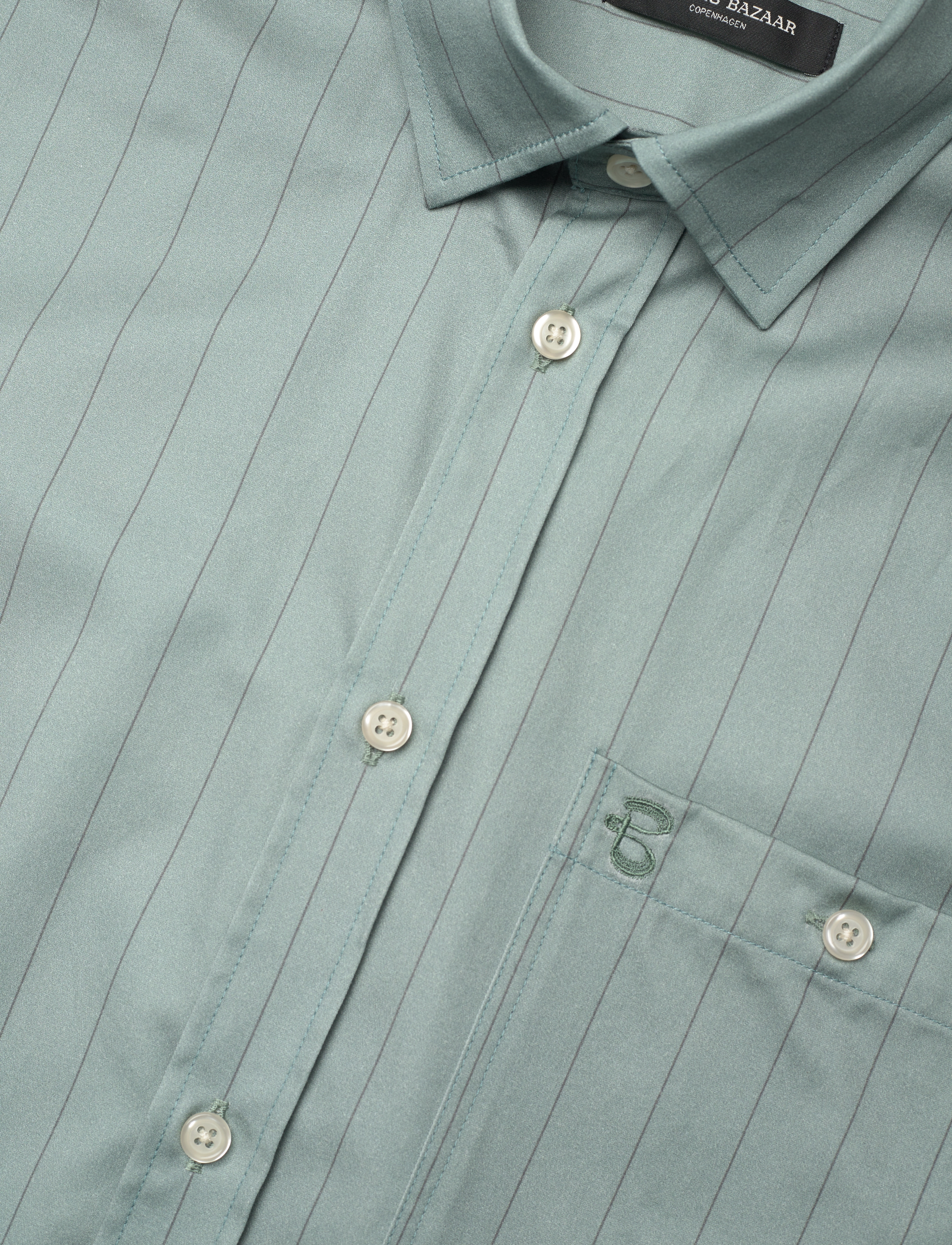 Bruuns Bazaar - Sky Lorenzo shirt - sage stripe - 3