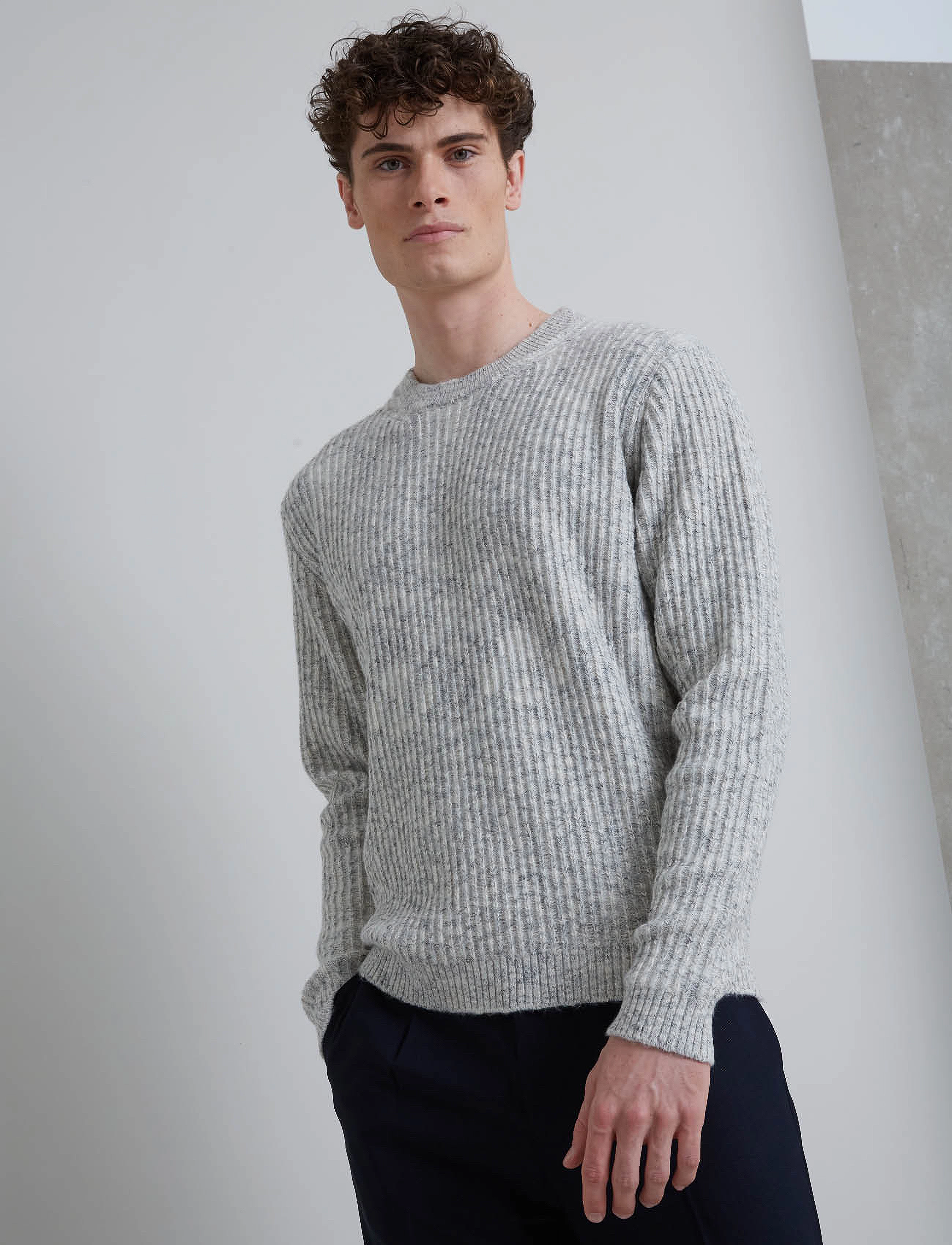 Bruuns Bazaar - WafBBLuke knit - grey mel - 2