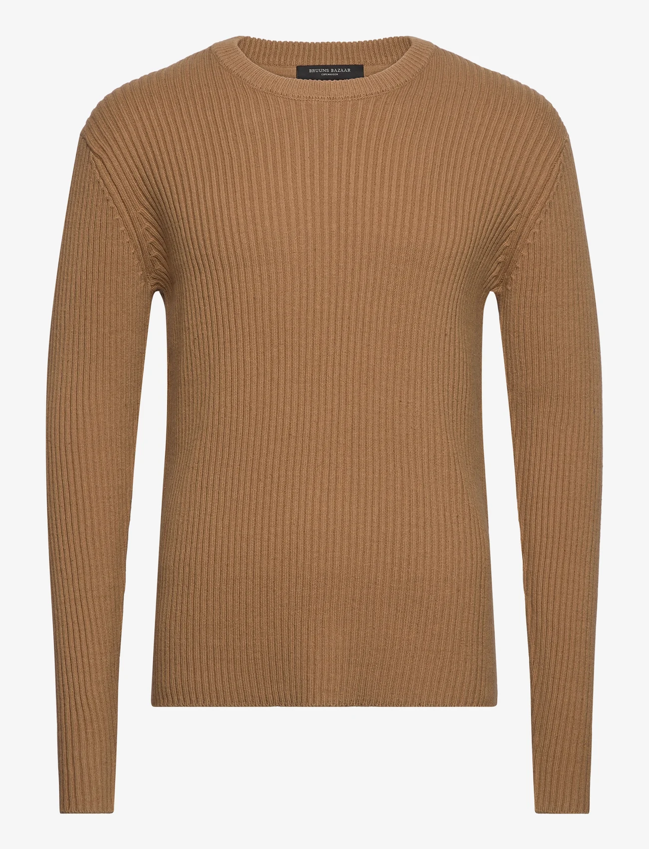 Bruuns Bazaar - SimBBBenny crew neck knit - megztinis su apvalios formos apykakle - camel - 0