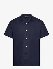 Bruuns Bazaar - LinowBBHomer ss shirt - hørskjorter - navy blazer - 0