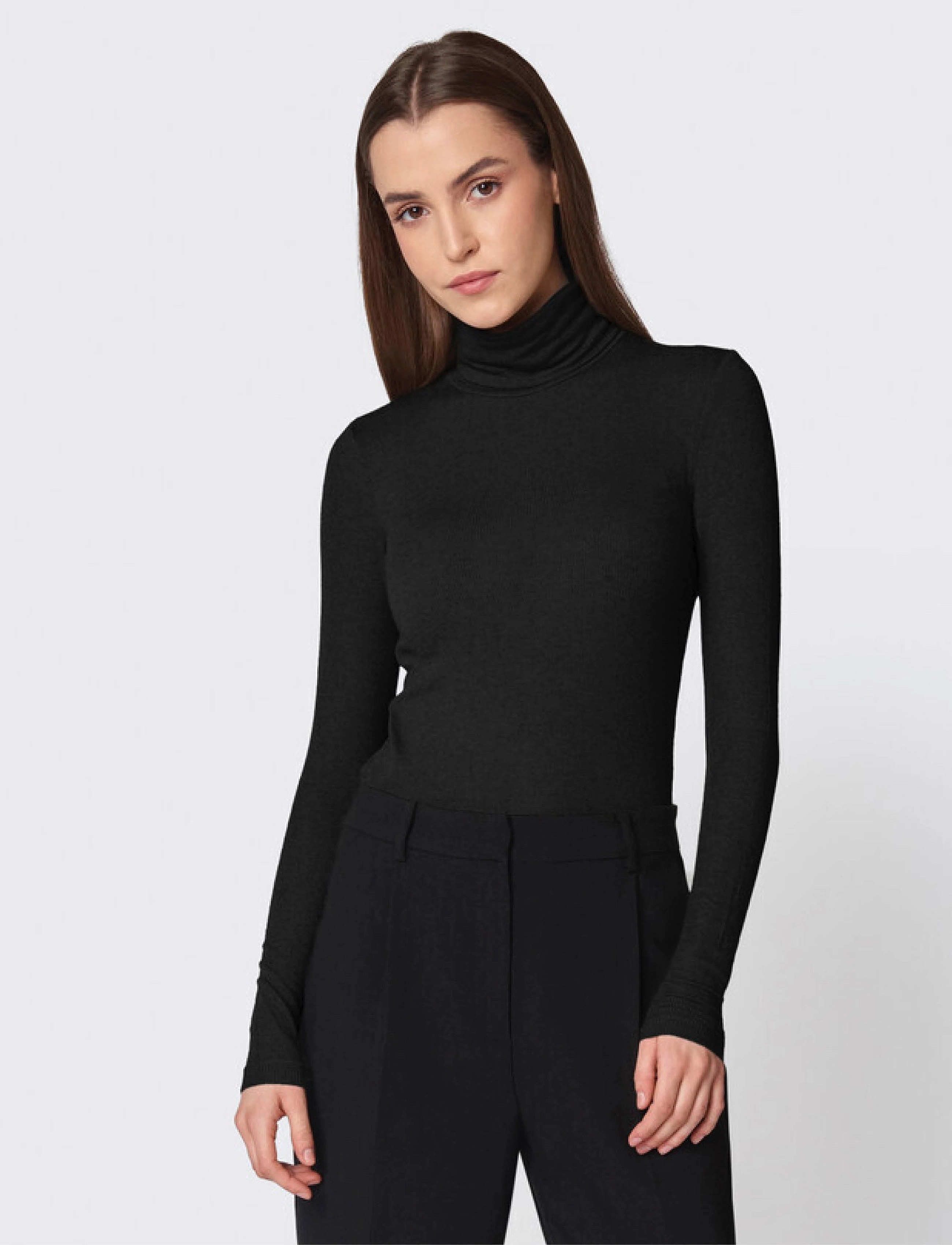 Bruuns Bazaar Angelabb Roll Neck, Kvinder, Langærmet Rullekrave Top, Sort, Str: XL