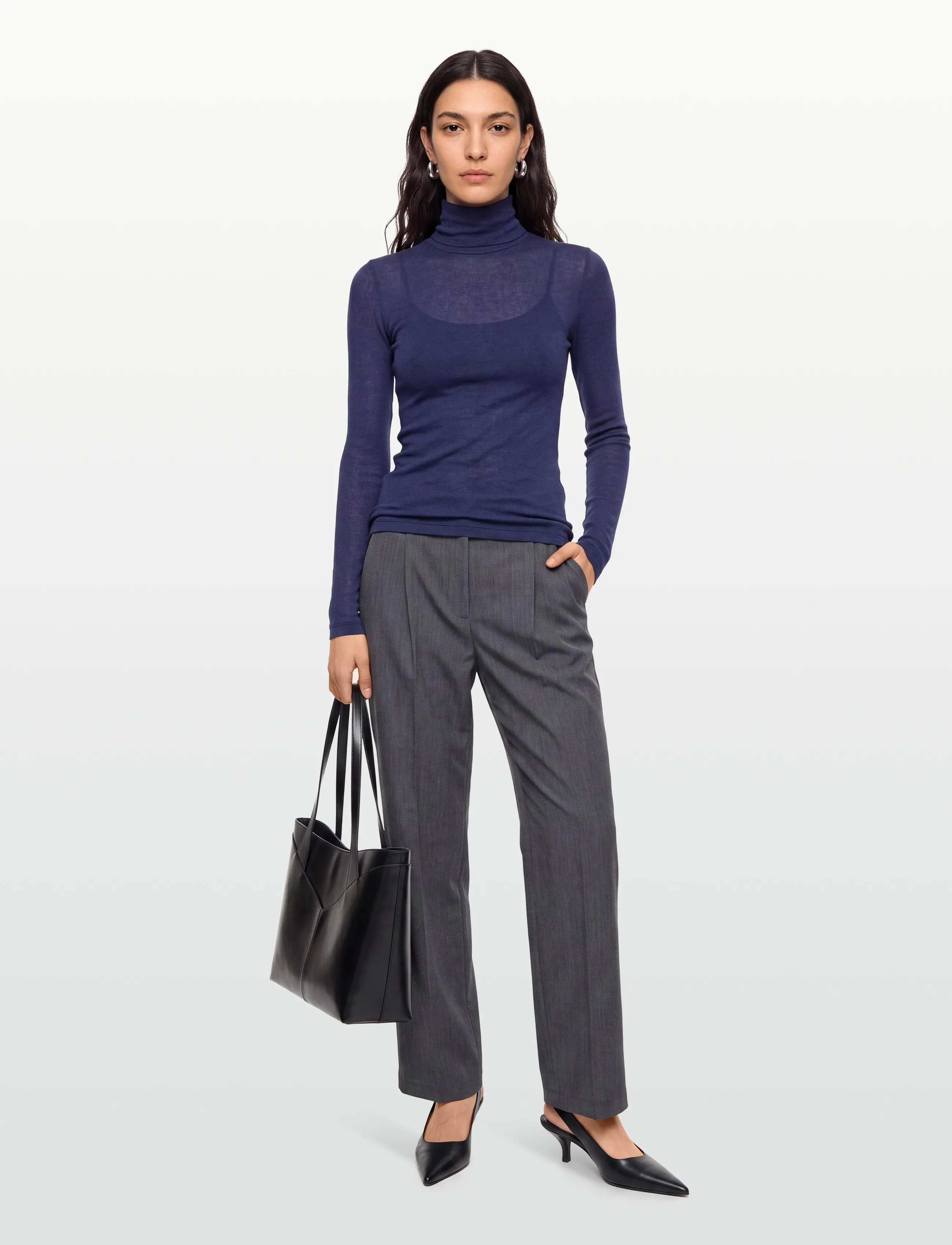 Bruuns Bazaar Angelabb Roll Neck, Kvinder, Langærmet Rullekrave Top, Navy, Str: L