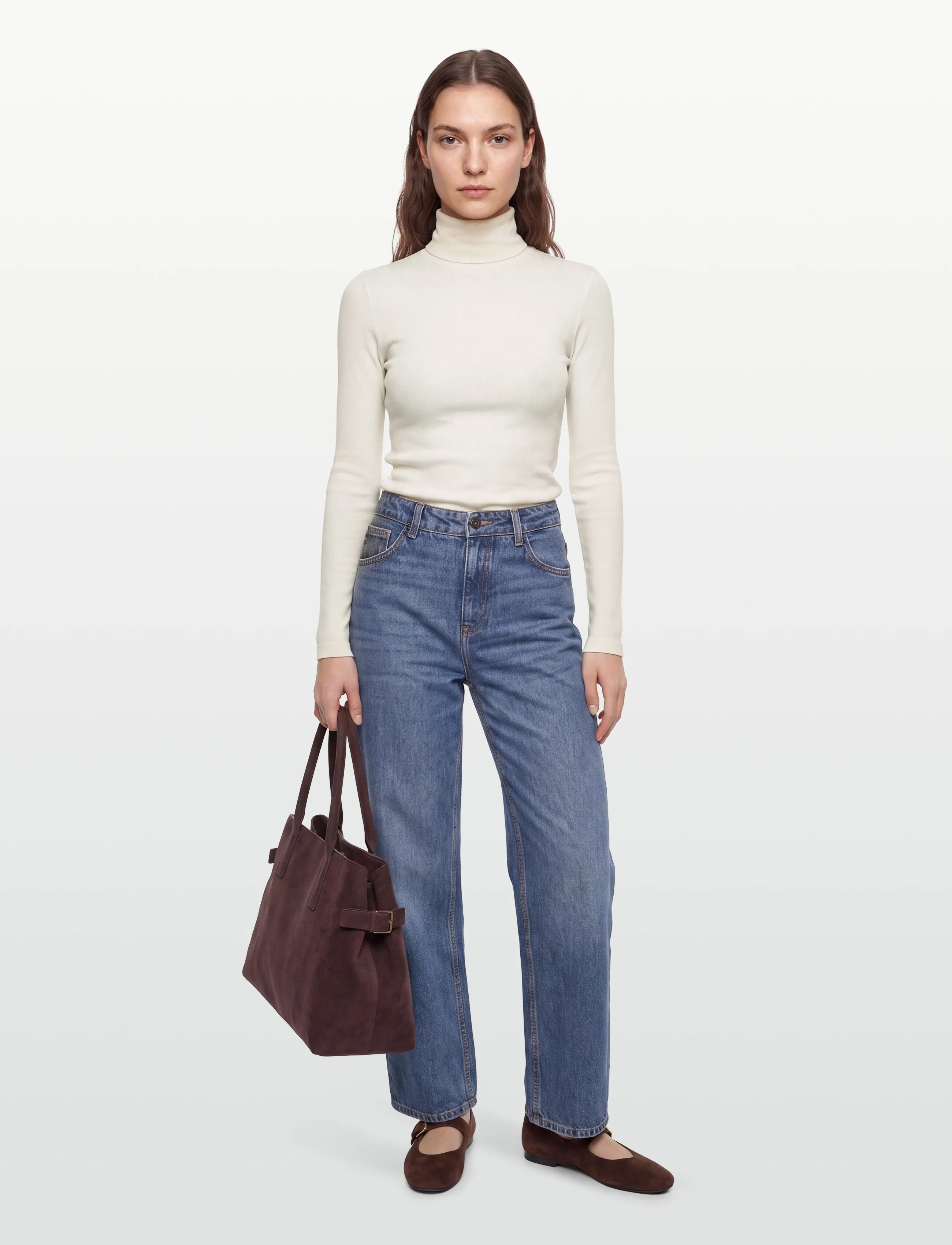 Bruuns Bazaar Angelabb Roll Neck, Kvinder, Langærmet Rullekrave Top, Cream, Str: XS