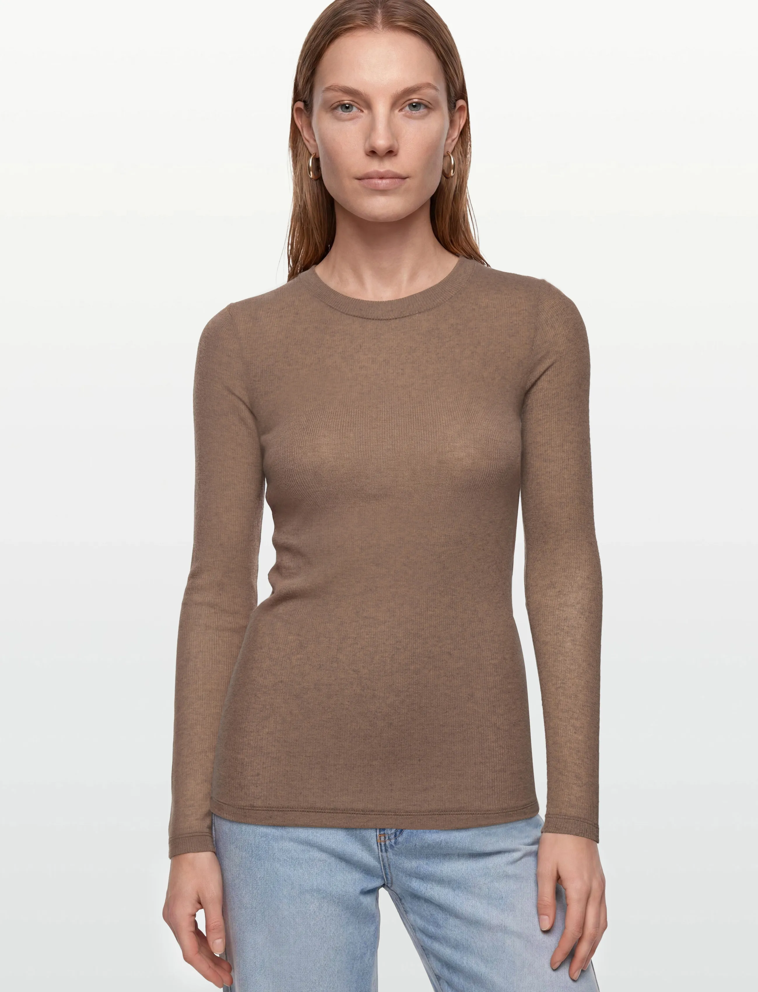 Bruuns Bazaar - AngelaBB LS T-shirt - shitake melange - 3