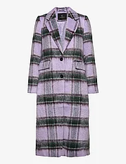 Bruuns Bazaar - Gallica Alanna coat - pitkät talvitakit - purple check - 0
