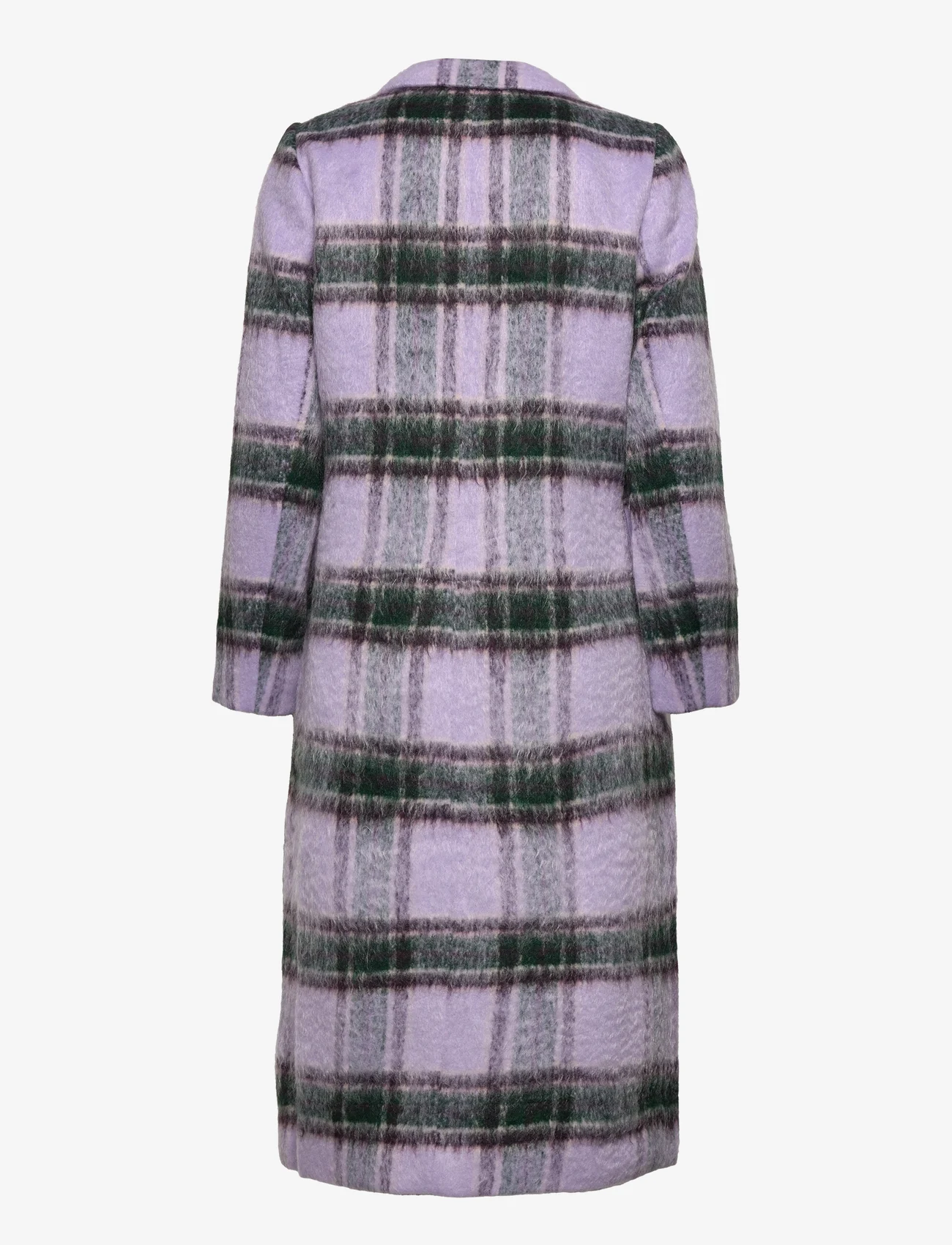Bruuns Bazaar - Gallica Alanna coat - pitkät talvitakit - purple check - 1