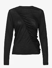 Bruuns Bazaar - Katka Lise blouse - pitkähihaiset t-paidat - black - 0
