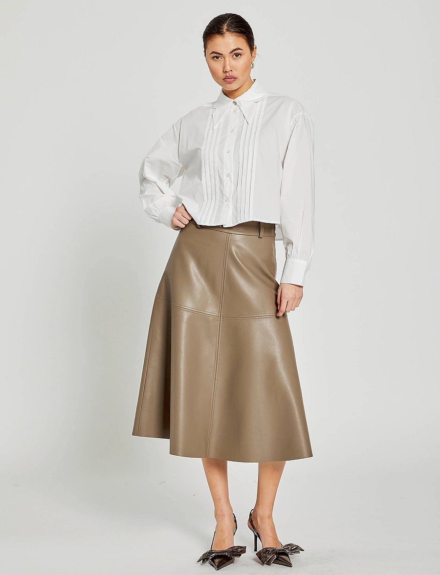 Bruuns Bazaar - VeganiBBImma skirt - midi rokken - shitake - 0