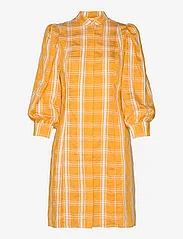 Bruuns Bazaar - Camille Monique dress - skjortklänningar - orange check - 0