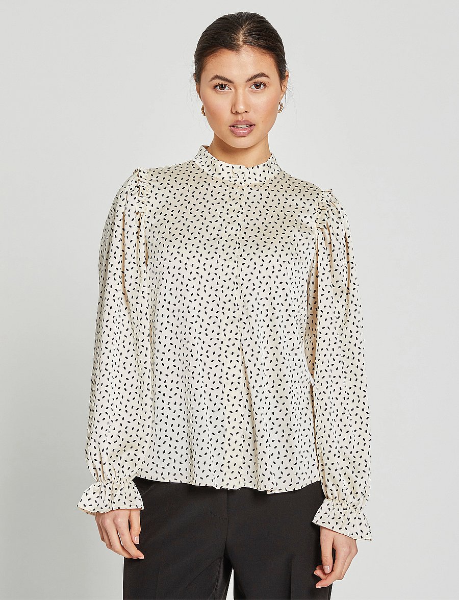 Bruuns Bazaar - AcaciaBBFria shirt - cream/black dot print - 0