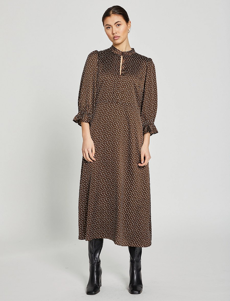 Bruuns Bazaar - AcaciaBBClarena dress - brown/cream dot print - 0
