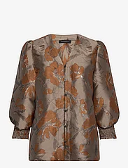 Bruuns Bazaar - WhirlingBBLicy shirt - blūzes ar garām piedurknēm - brown flower - 0