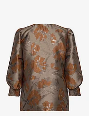 Bruuns Bazaar - WhirlingBBLicy shirt - blūzes ar garām piedurknēm - brown flower - 1