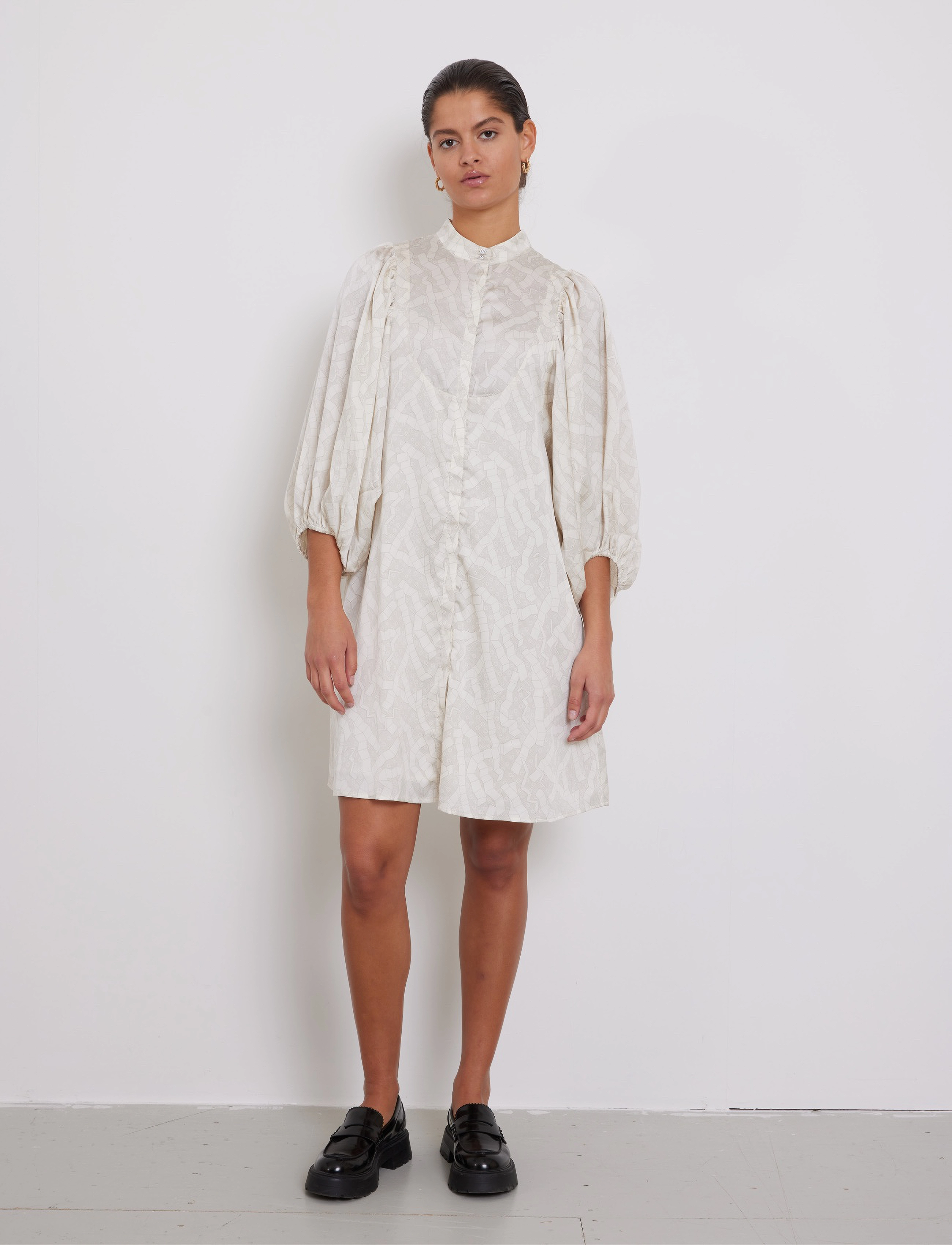 Bruuns Bazaar AcaciaBBSarias dress - Kjoler - LIGHT SQUARE PRINT / cream
