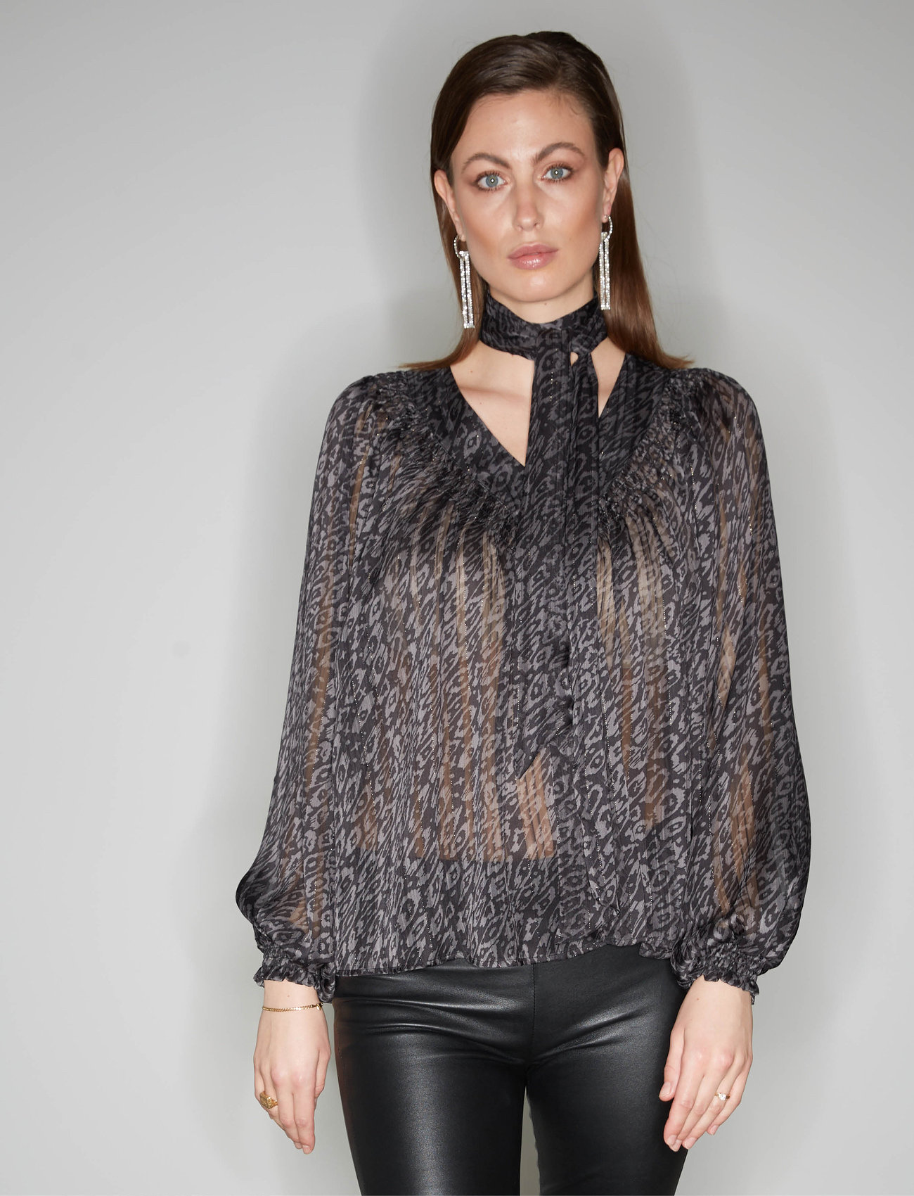 Bruuns Bazaar - MapleBBAlinah blouse - blūzes ar garām piedurknēm - black  print - 0