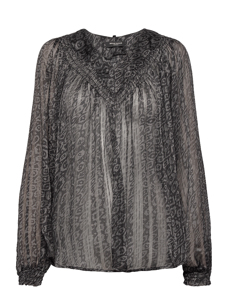 Bruuns Bazaar - MapleBBAlinah blouse - langärmlige blusen - black print - 3