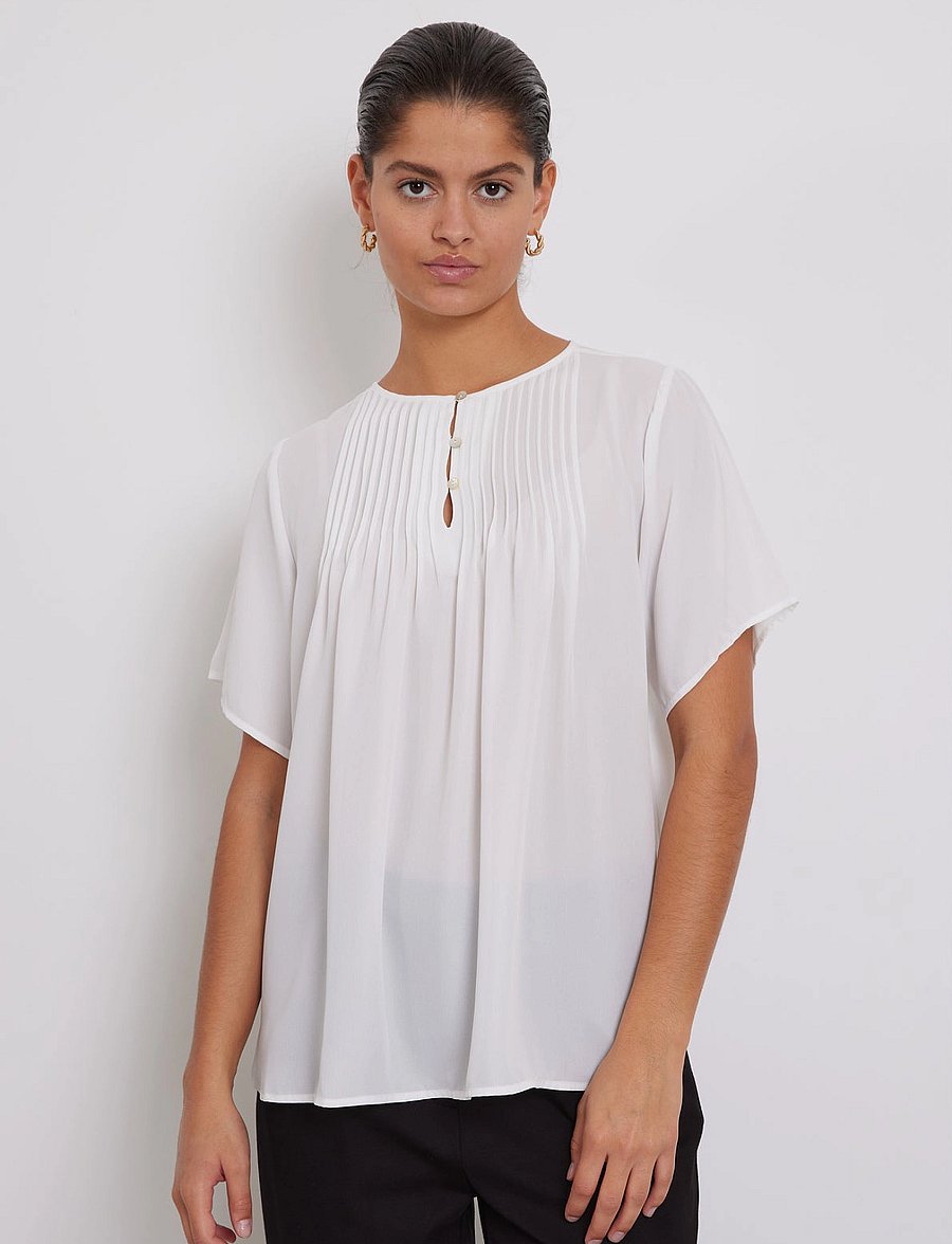 Bruuns Bazaar - CamillaBBCathrin blouse - kurzärmelige blusen - snow white - 0