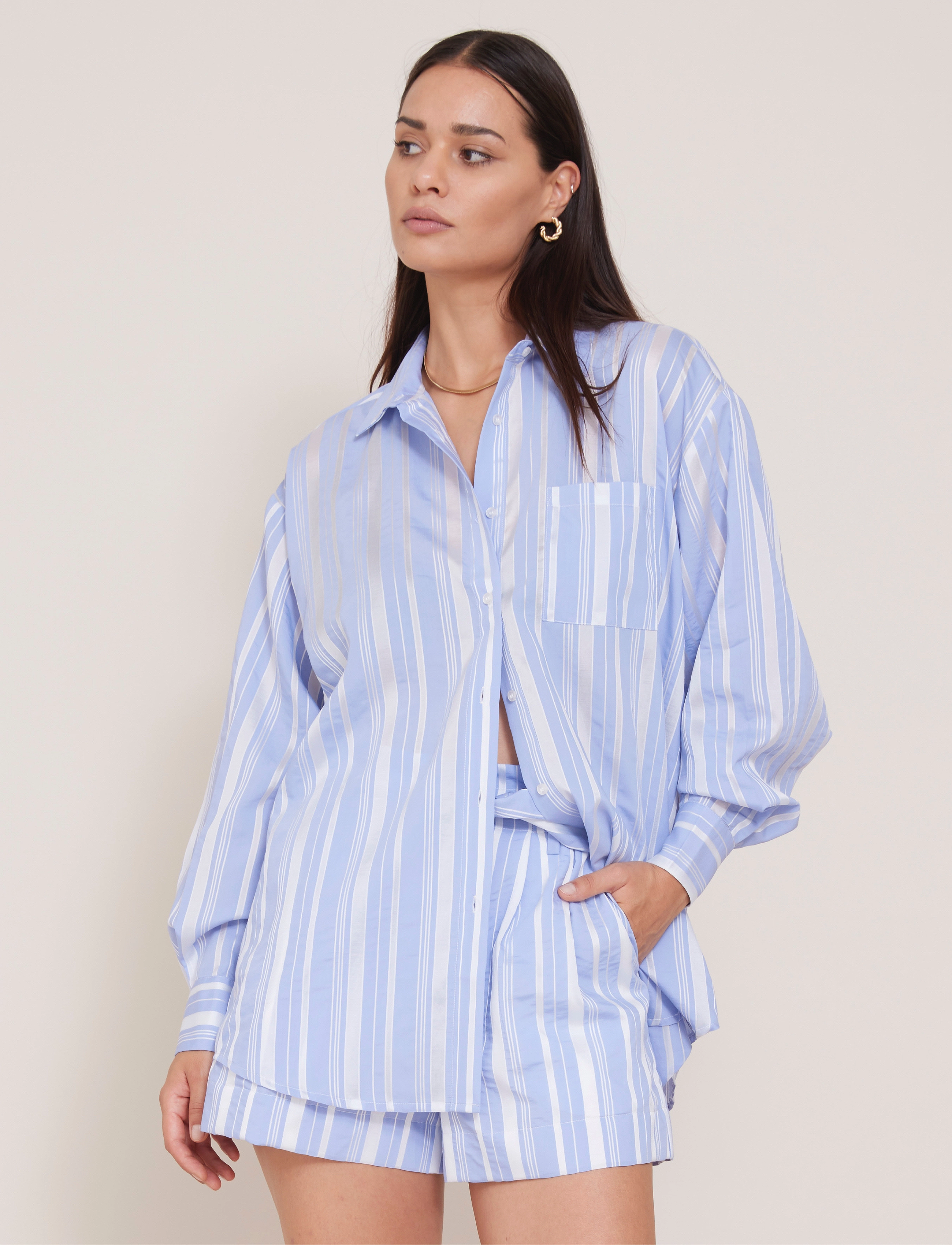 Bruuns Bazaar Swiniesbblouise Shirt, 40, Shirts, Blau - Long-sleeved, Frauen