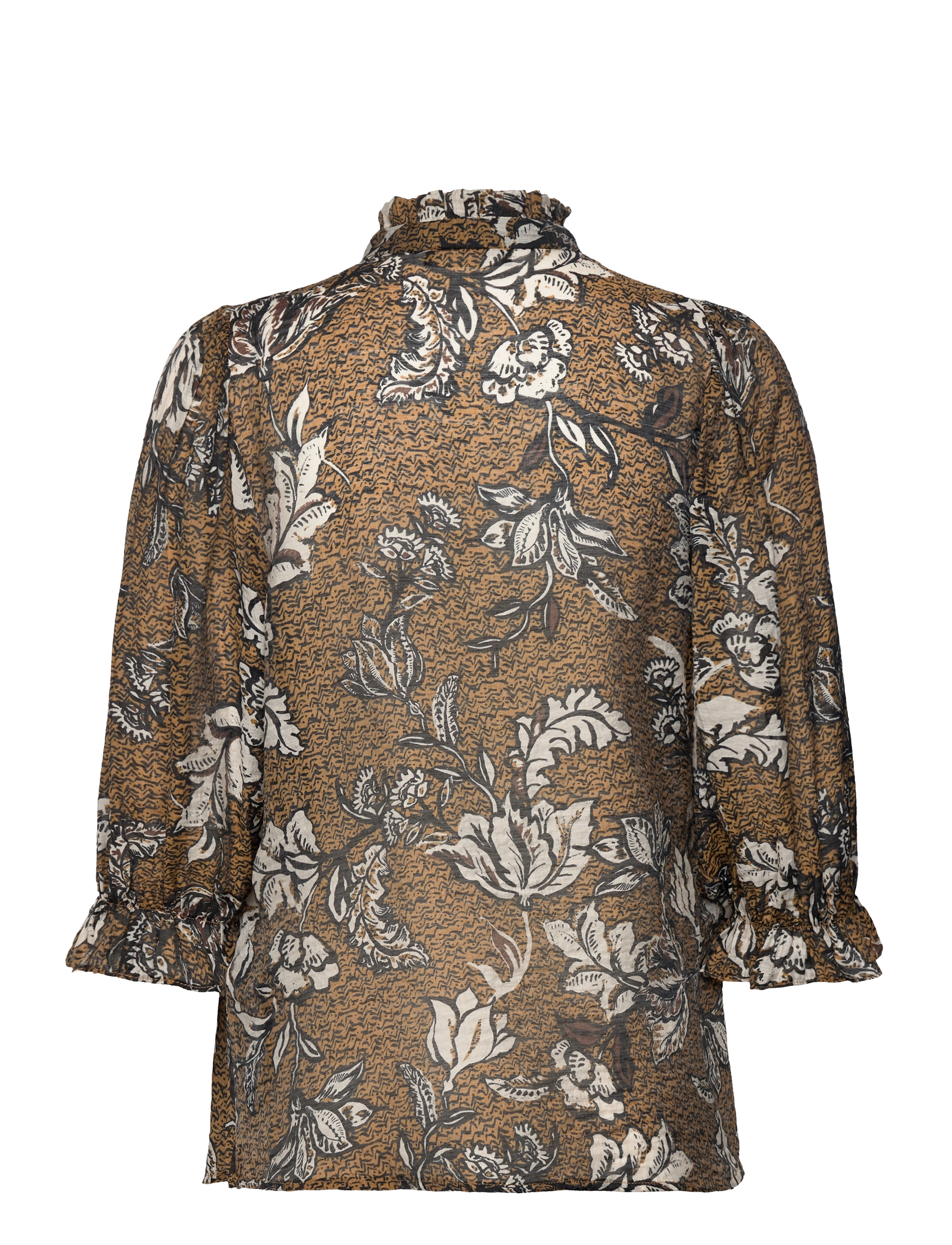 Bruuns Bazaar - DuscleBBMorea blouse - kortærmede bluser - brown flower print - 1