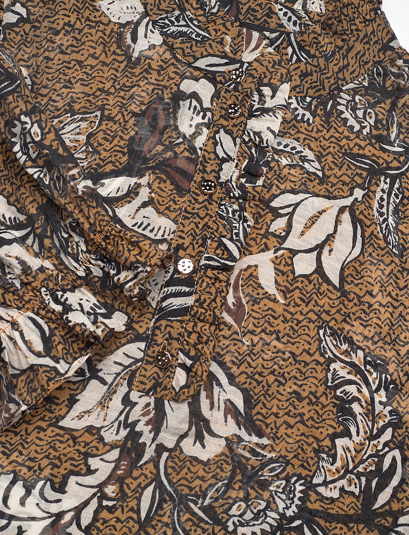 Bruuns Bazaar - DuscleBBMorea blouse - kurzämlige blusen - brown flower print - 2