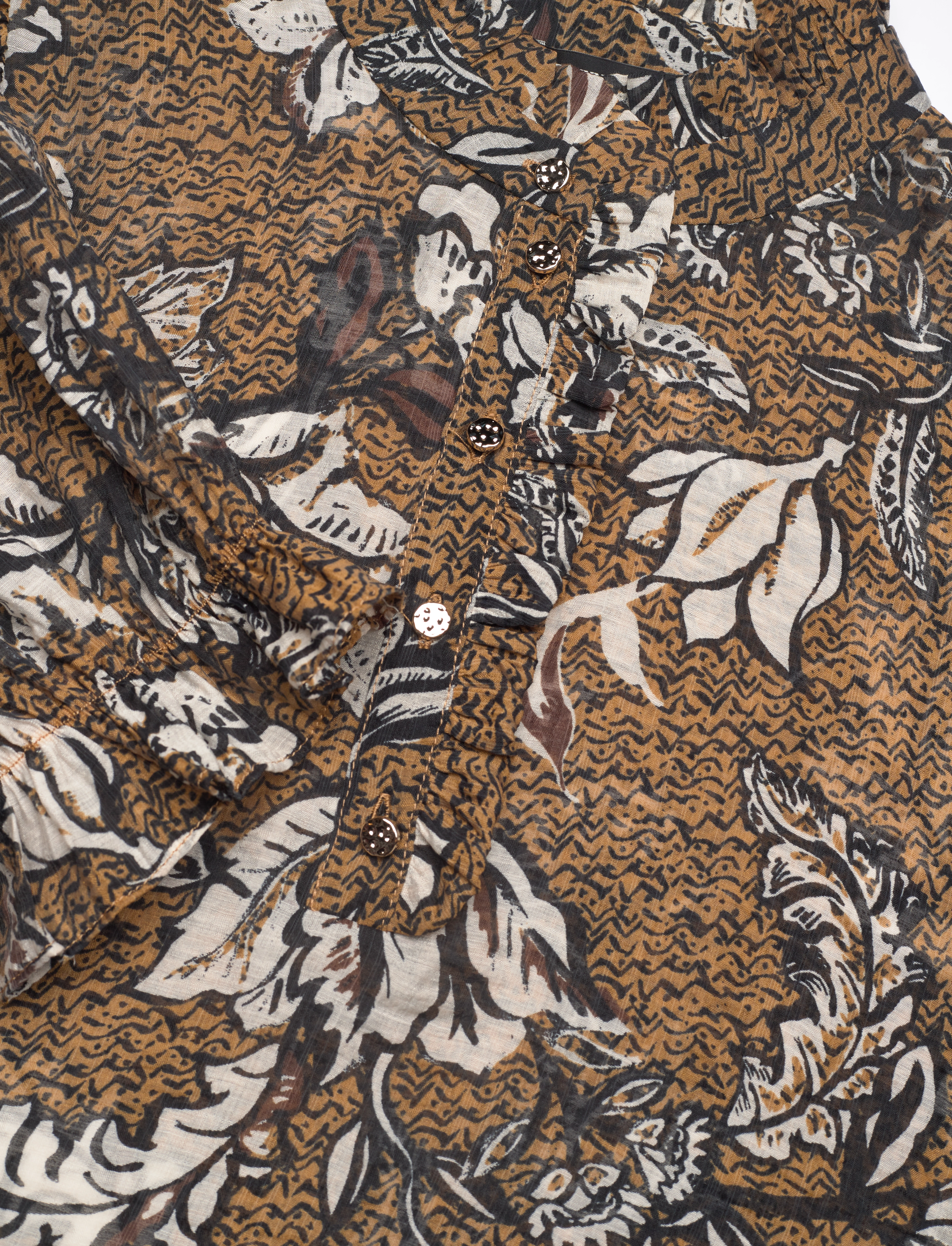Bruuns Bazaar - DuscleBBMorea blouse - kortærmede bluser - brown flower print - 2