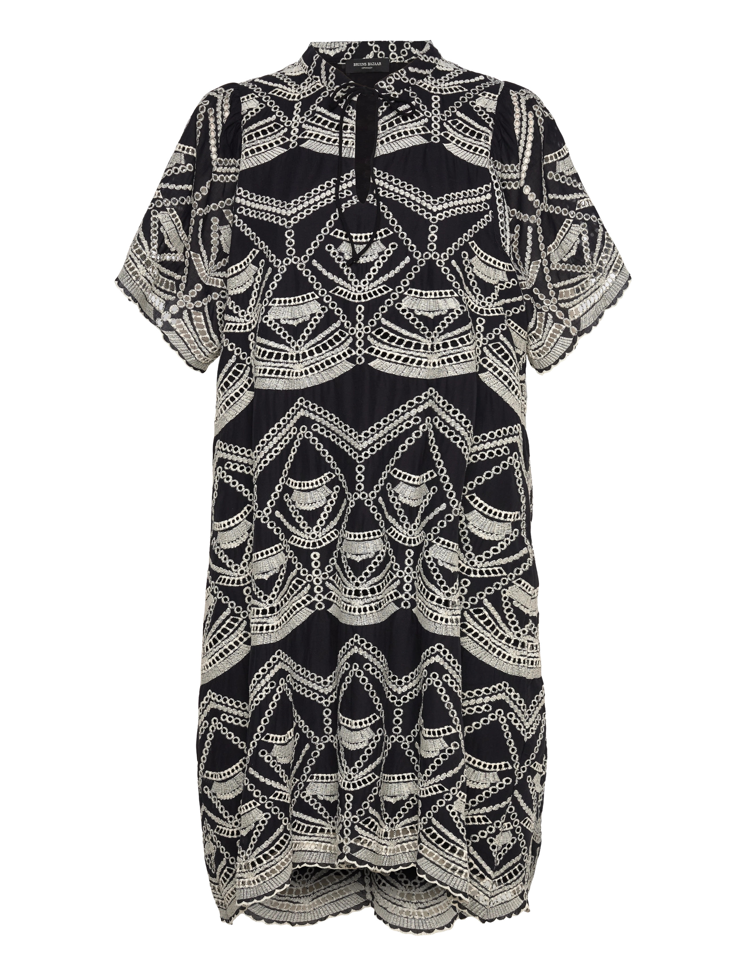 Bruuns Bazaar Arvensisbbjulia Dress, Kvinder, Broderet Tunika Kjole, Sort, Str: 34