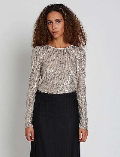 Bruuns Bazaar IlexBBRound neck - Pikkade varrukatega pluusid - SILVER GREY / silver