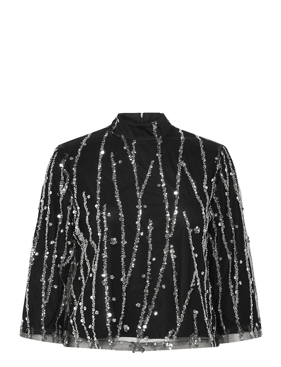 Bruuns Bazaar - DaffiBBIgnaras blouse - langærmede bluser - black w silver - 0