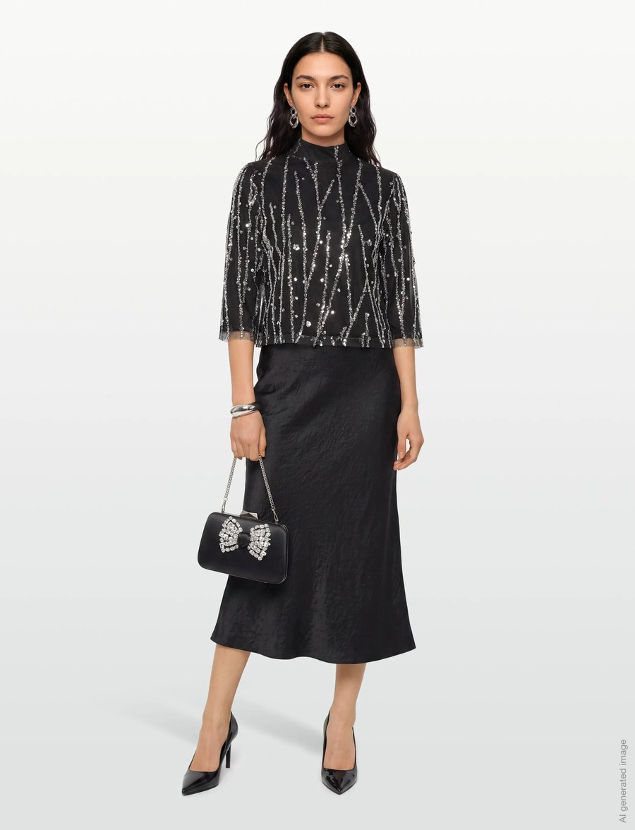 Bruuns Bazaar - DaffiBBIgnaras blouse - langärmelige blusen - black w silver - 0