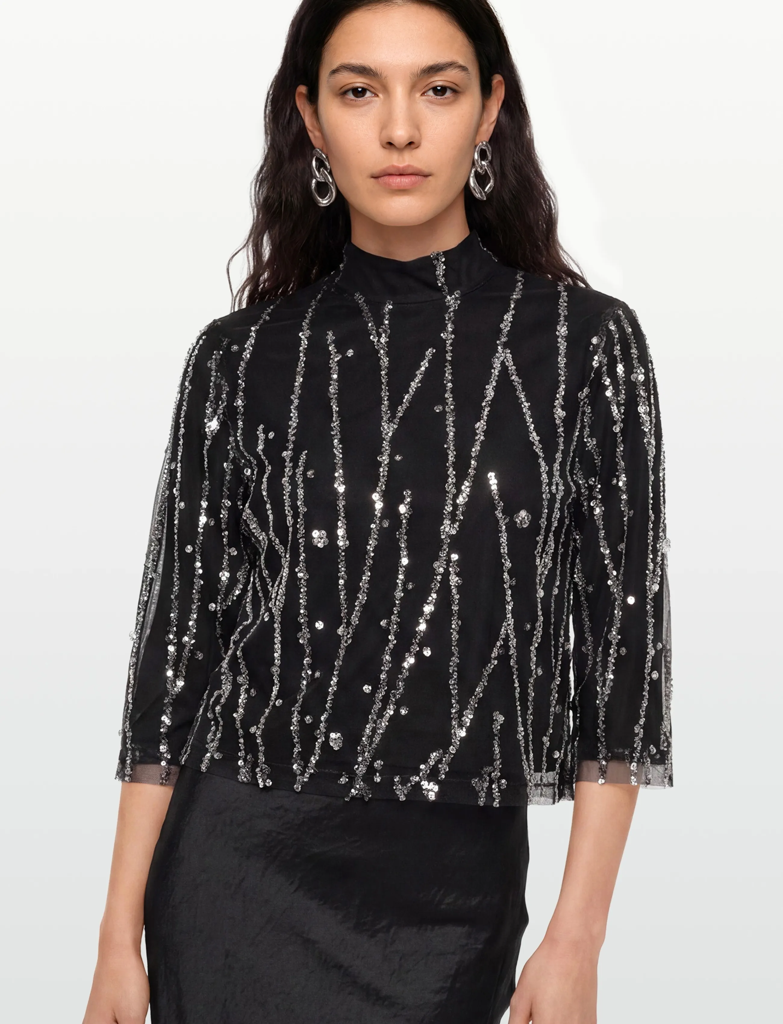 Bruuns Bazaar - DaffiBBIgnaras blouse - langärmlige blusen - black w silver - 3