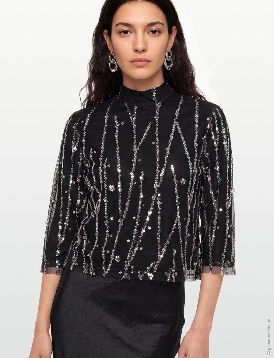 Bruuns Bazaar - DaffiBBIgnaras blouse - langärmelige blusen - black w silver - 3