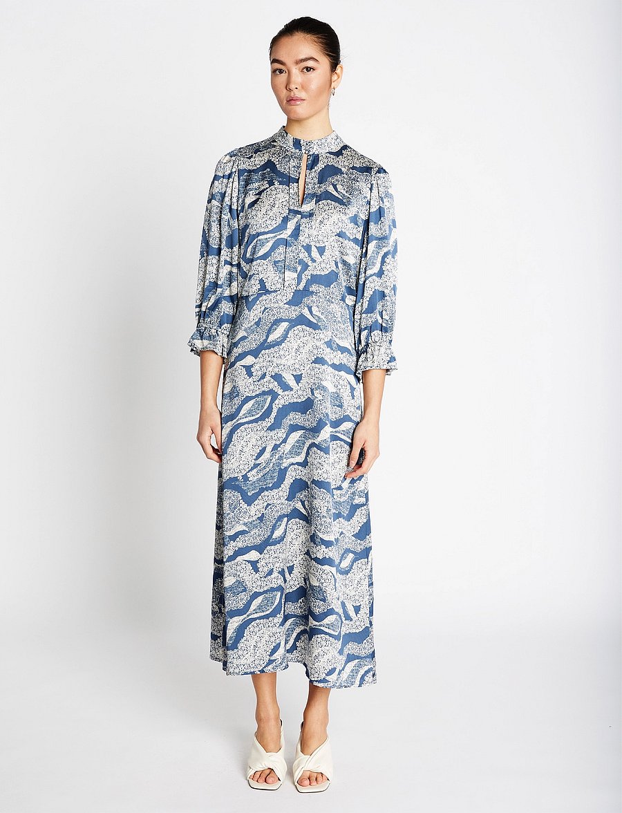 Bruuns Bazaar - FloretBBClarenas dress - hemdkleider - blue lace print - 0