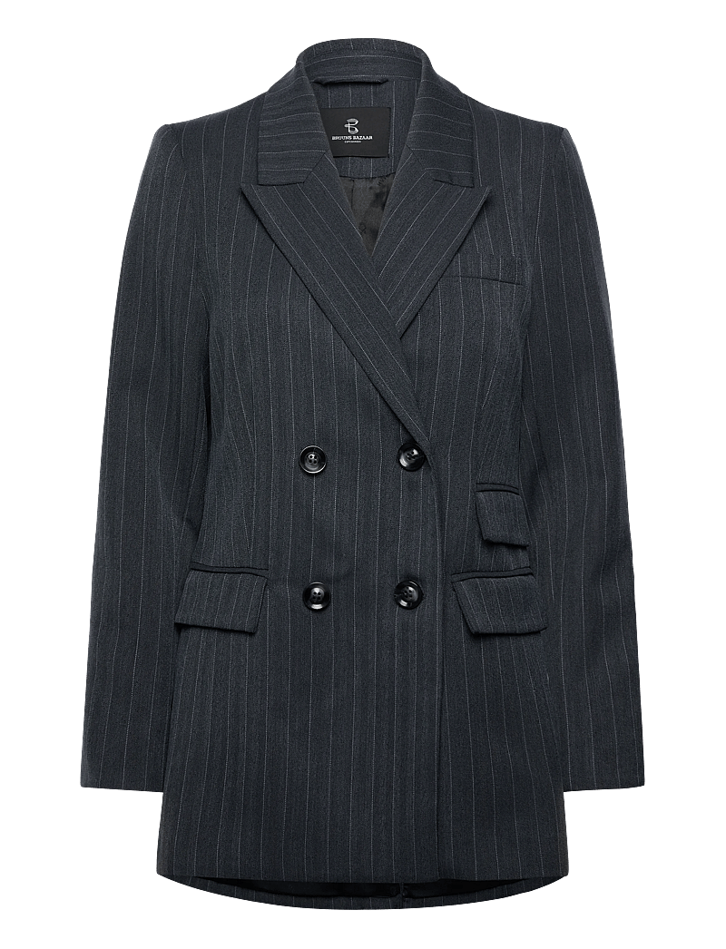 Bruuns Bazaar - ApricotBBLinda blazer - dubbelknäppta kavajer - herringbone blue pin stripe - 0