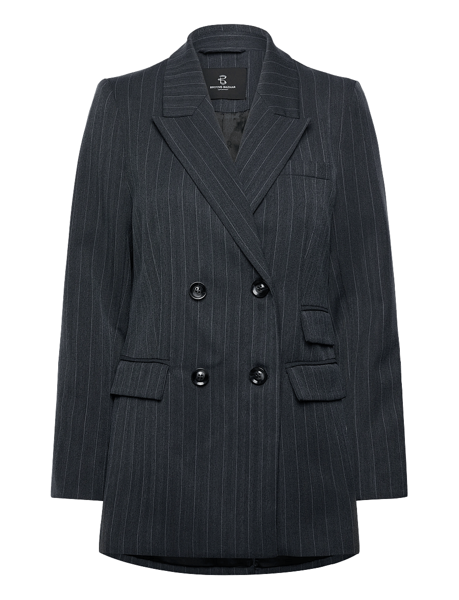 Bruuns Bazaar - ApricotBBLinda blazer - kahes joones nööpidega bleiserid - herringbone blue pin stripe - 0
