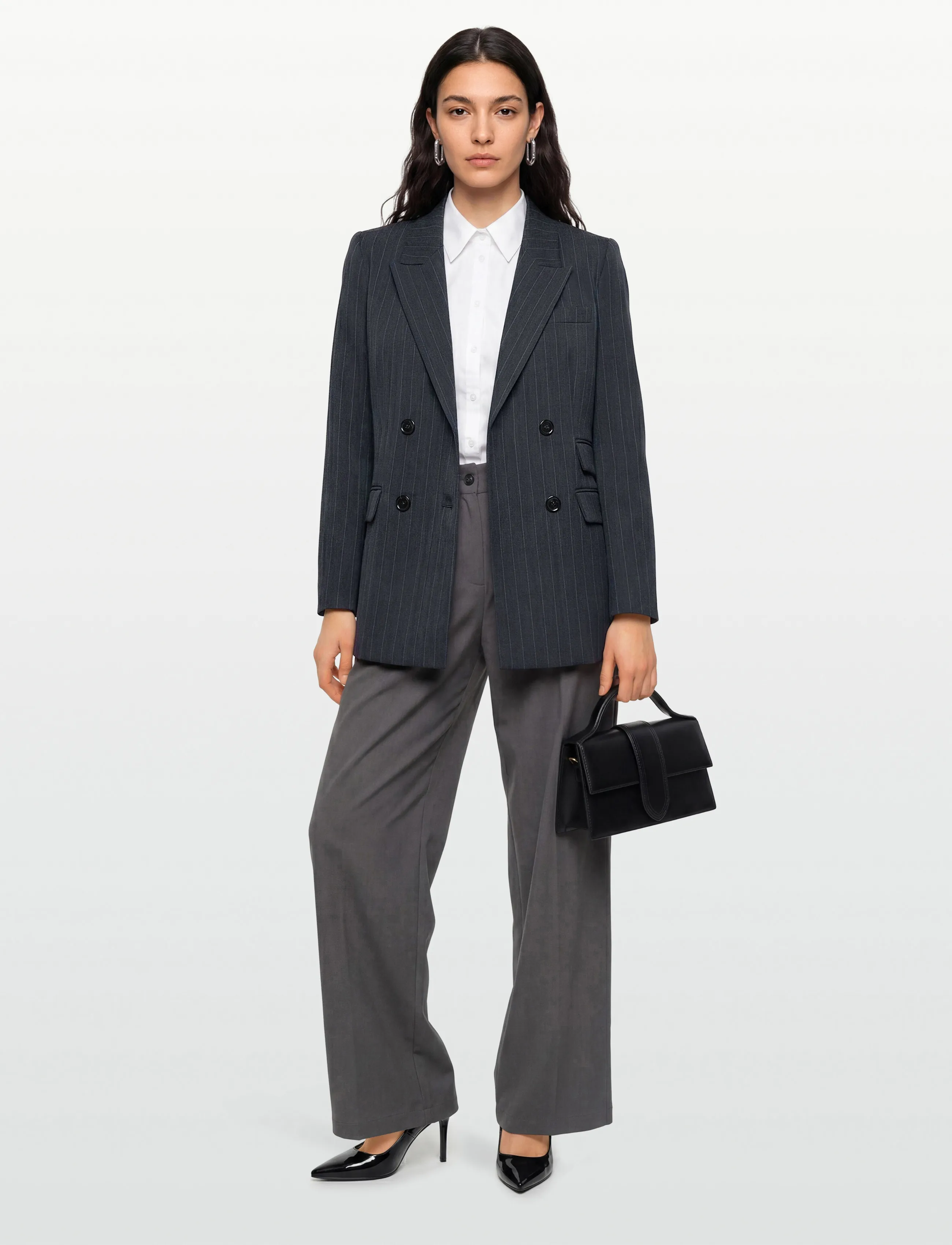 Bruuns Bazaar - ApricotBBLinda blazer - dubbelknäppta kavajer - herringbone blue pin stripe - 0