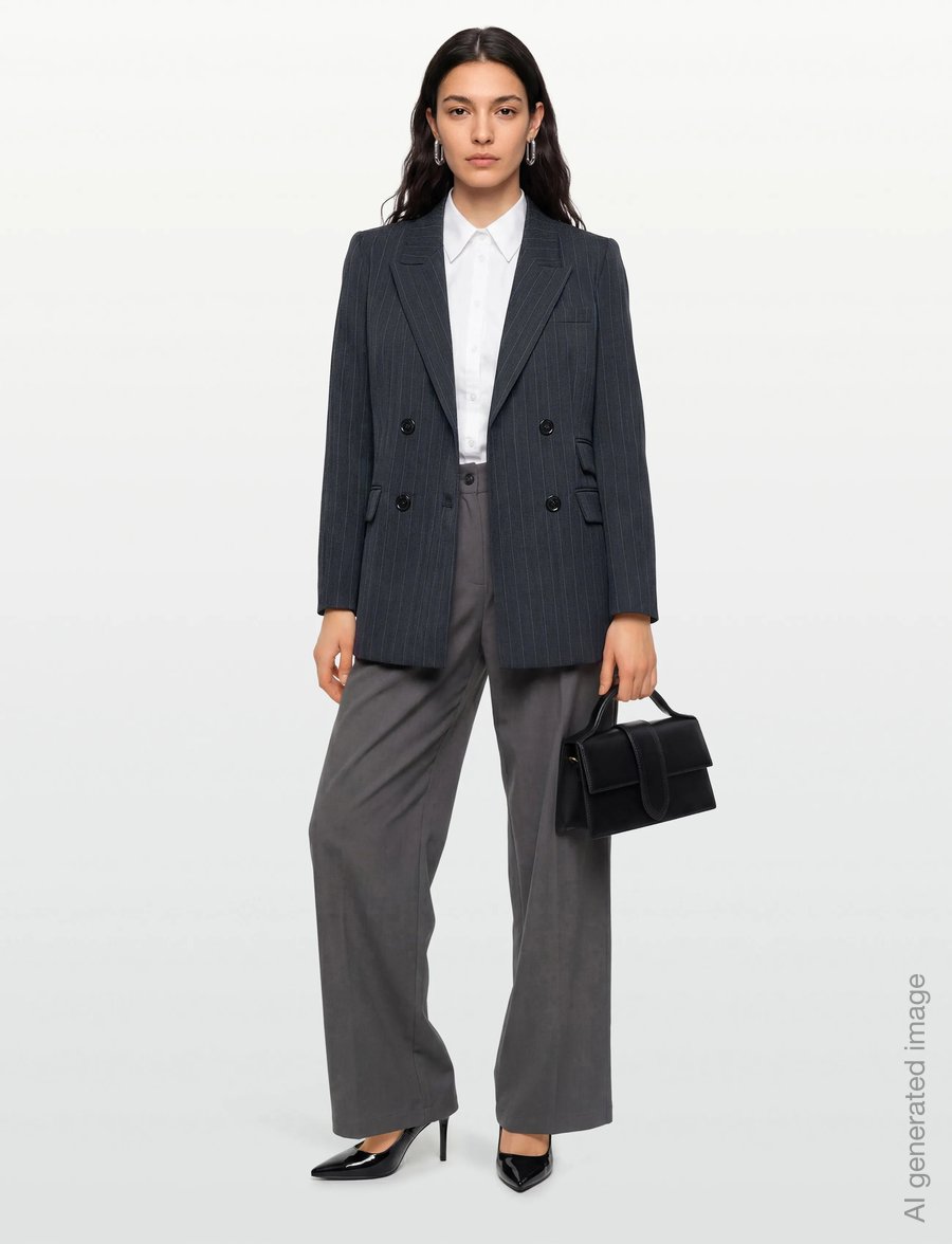 Bruuns Bazaar - ApricotBBLinda blazer - zweireihige blazer - herringbone blue pin stripe - 0